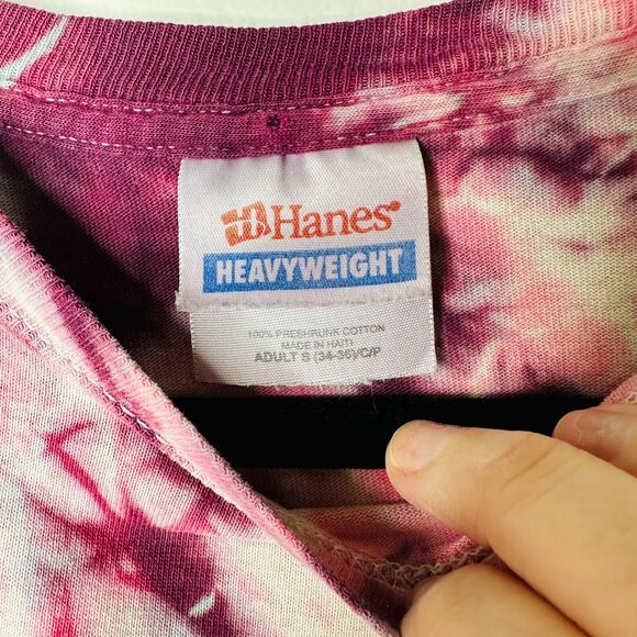 Sleeveless Cropped Hand Cut Out Plum & Pink Cream Tie Dye Crew Neck Top S - Picture 6 of 10